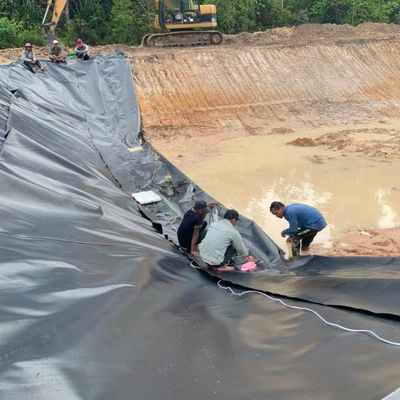 1m-8m 幅 2重質感 HDPE 地膜 魚池と埋立地に 1mm 厚さ